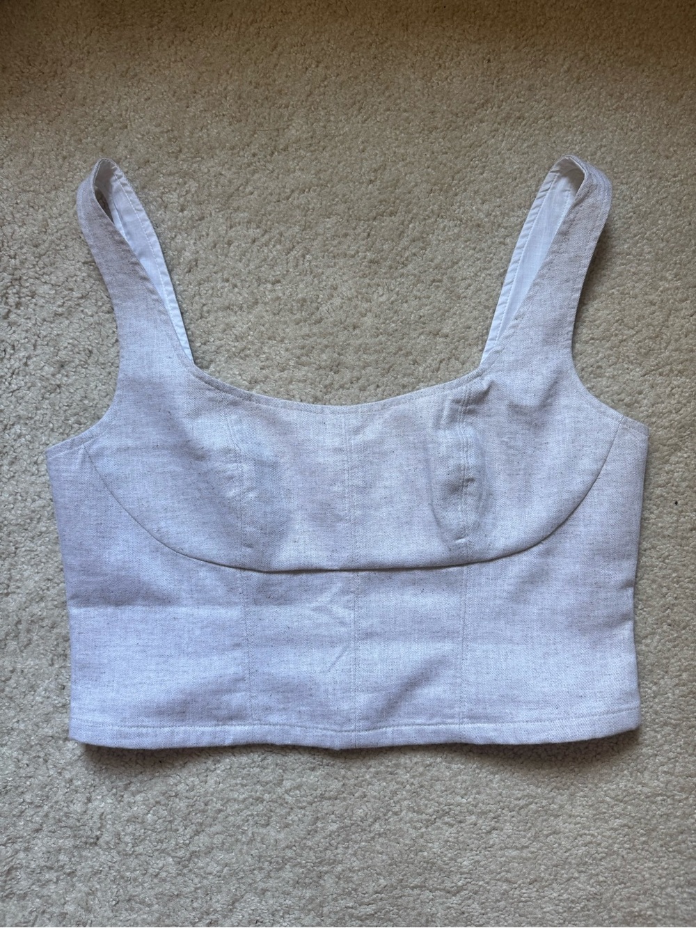 Banana Republic Beige Linen-Blend Square Neck Crop Bustier Tank Top - 6 - Picture 2 of 4